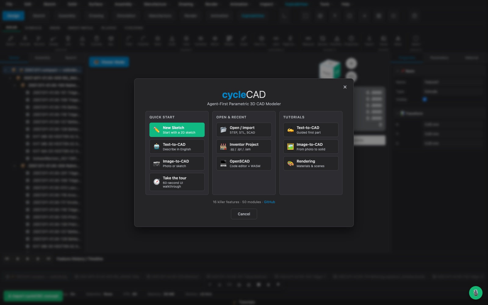 cycleCAD — cycleWASH machine assembled in the CAD